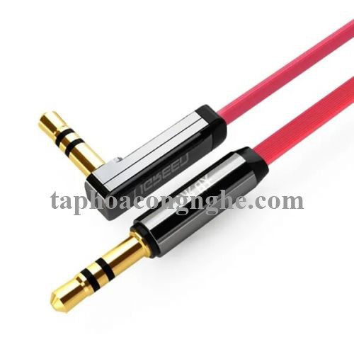 Ugreen 10797 0.5M Đỏ Cáp âm thanh 2 đầu 3.5mm dương chữ L dây dẹt AV119 30010797